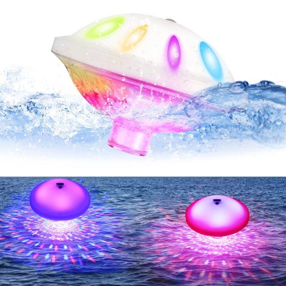 Rechargeable Floating Pool Lights, Pool Lights with 6 Dynamic Lighting, Waterproof Pool Light RGB Upper and Lower Color Changing LED Pool Light for Pools, Party, Fountains(1PACK)