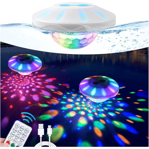 Rechargeable Floating Pool Lights: Remote Control Pool Lights That Float with 6 Dynamic Lighting IP68 Waterproof RGB Upper and Lower Floating Lights for Hot Tub Pool Garden Party