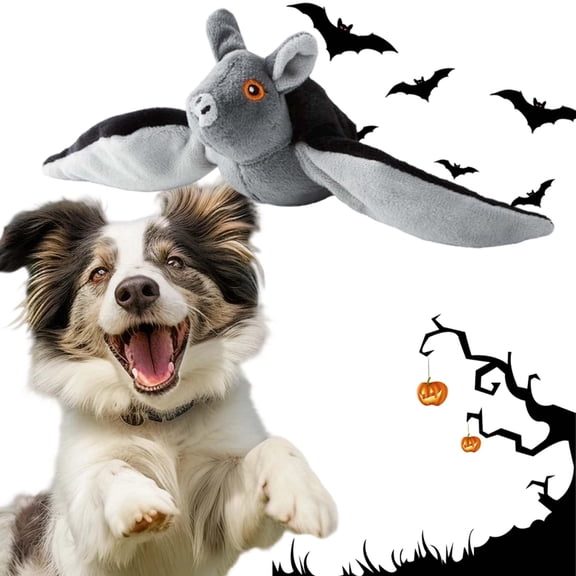 Rechargeable Flying Bat Dog Toy, Realistic Bat Flight, Authentic Chirping / Feather Sounds, Hanging and Ground Play