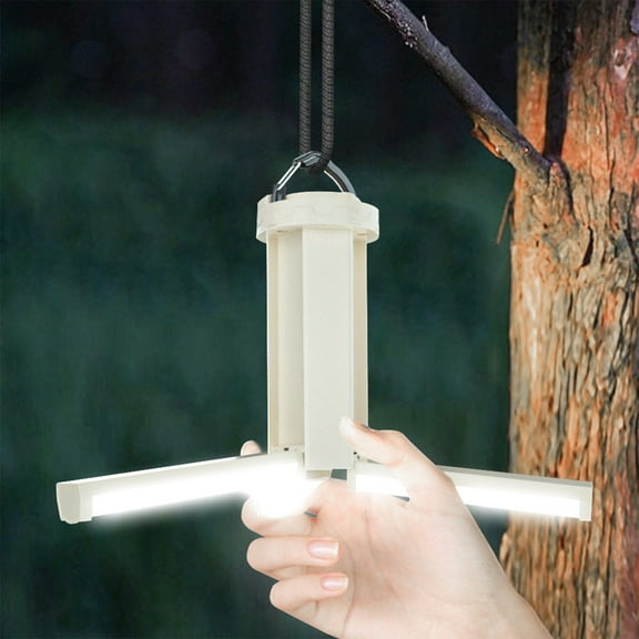 Rechargeable Folding Camping with Hook 2400mAh Battery IPX5 Waterproof 3 Light Modes for Power Outage Emergency Hiking Outdoor Survival Gear