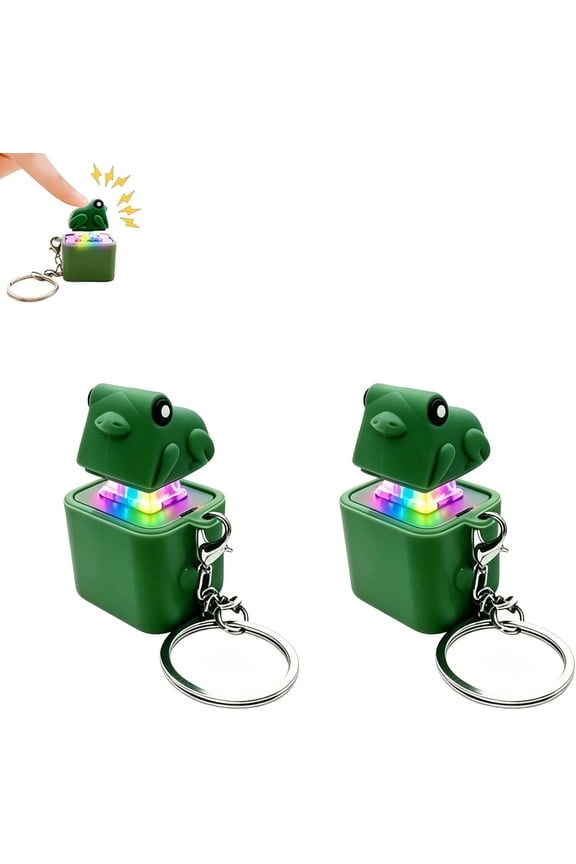 Rechargeable Frog Croaking Keychain, Mini Frog Sound Toy with Keyboard Press Button, Portable Stress Relief Keychain Gadget, Fun Squeeze and Click Sound Fidget Toy for Daily Relaxation and Gifts