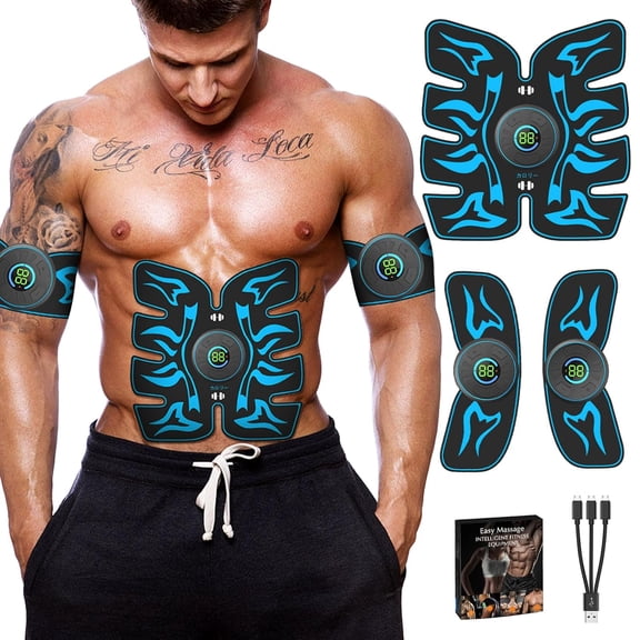 Rechargeable Full Body Sculpting & Massage Trainer Kit for Abdomen Arms, Portable At-Home Body Shaping Gear with 39 Adjustable Strength Levels, USB Charged Abdominal Toner Pad Set for Men Women