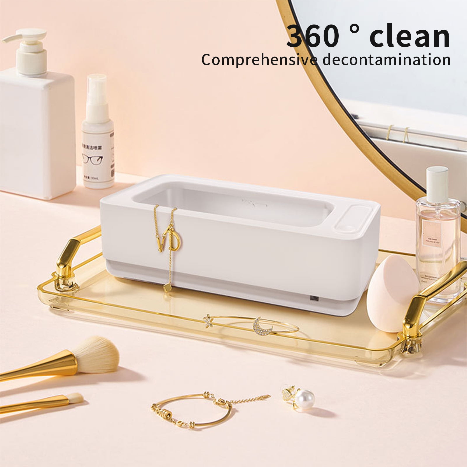 Rechargeable Glasses Cleaner - High-Frequency Vibration, One-Key Start,  Non-Slip Base - 360-Degree Eyeglasses Cleaning Machine - Ultrasonic Cleaner  for Office Supplies 