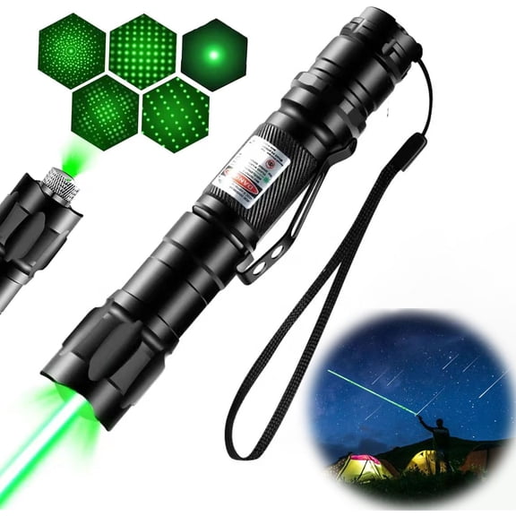 Rechargeable Green Laser Pointer - High Power, Long Range with One-Touch Switch, Tactical Protective Case