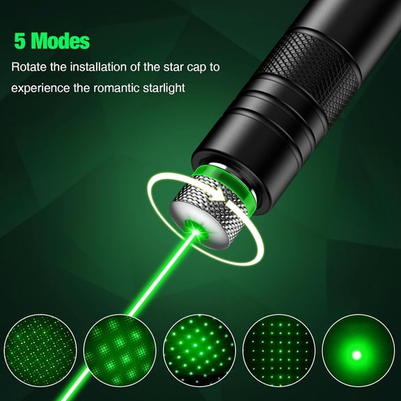 Rechargeable Green Laser Pointer - Long-Range Laser Pointer High Power with Star Cap for Astronomy, Construction, Presentations, Architecture, Hiking and Outdoor Adventures