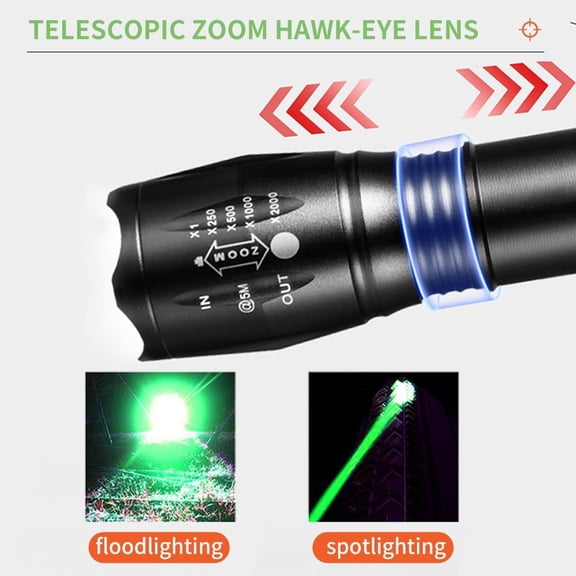 Rechargeable Green Light Tactical Flashlight500 Yard Green Light Zoomable Flashlight Observation Lights with Pressure Switch Universal Picatinny Rail Mount kit.$$Other