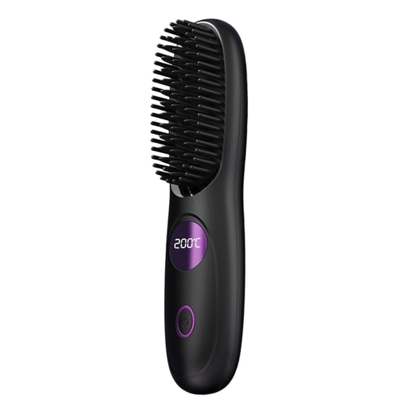 Rechargeable Hair Straightening Brush for Quick Styling, Wireless Straightener Comb with Ceramic Plates for Smooth Frizz-Free Hair