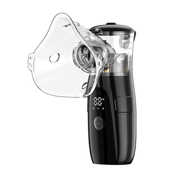 Rechargeable Handheld Atomizer with LED Display for Children - Clean, Quiet, and Large Mist Output - BLACK