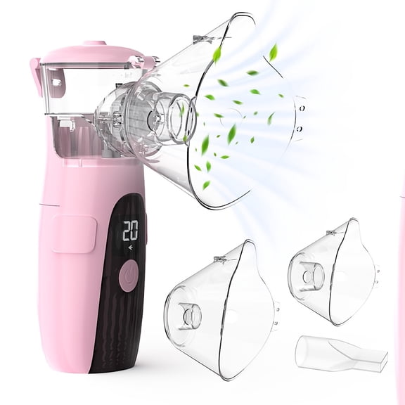 Rechargeable Handheld Atomizer with LED Display for Children - Clean, Quiet, and Large Mist Output-Pink