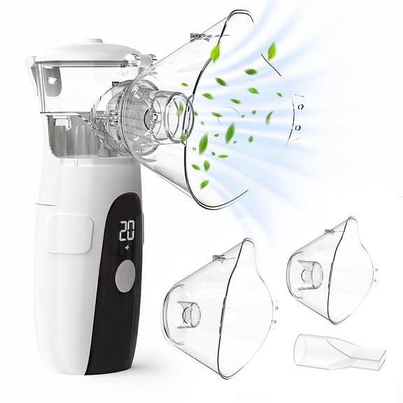 Rechargeable Handheld Atomizer with LED Display for Children - Clean, Quiet, and Large Mist Output-White