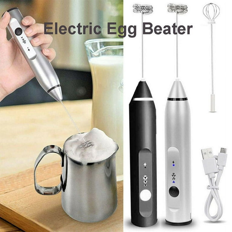 Rechargeable Handheld Electric Milk Frother Egg Beater with 2