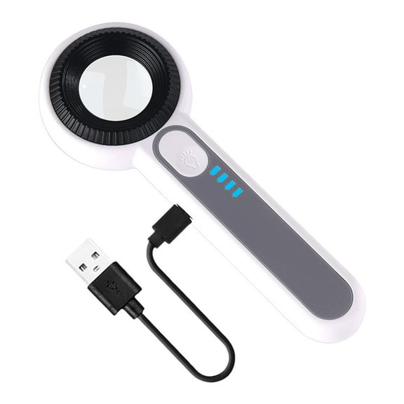 Rechargeable Handheld Jewelry Loupe with High Magnification, Battery Display, and White Lights