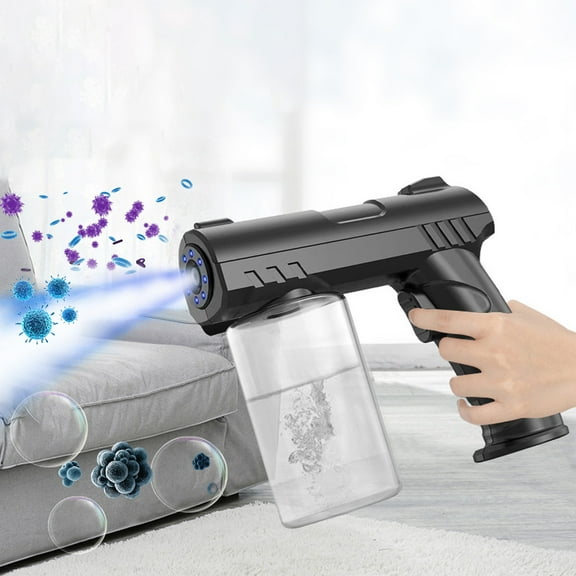 Rechargeable Handheld Sanitizing Gun - Blue Light Disinfectant Sprayer with Ultrasonic Fogging, 270g Portable Ethanol Cleaning Device for Home & Surfaces, 1PC White ABS Sanitizer (7.36x6.06x2.55in)