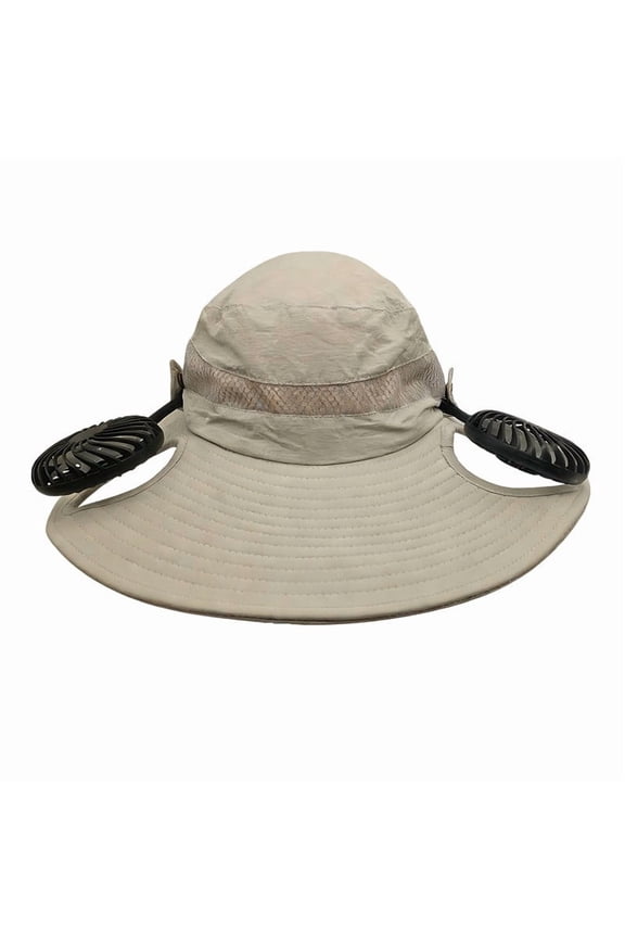 Rechargeable Hat Fan with Long-Lasting Battery, UPF 50+ Sun Hat with 2Pcs Detachable Neck Fan, Stable Stay-in-Place Design, Wide Brim Cooling Fans Hats for Outdoor Labor, Camping, Yard Work