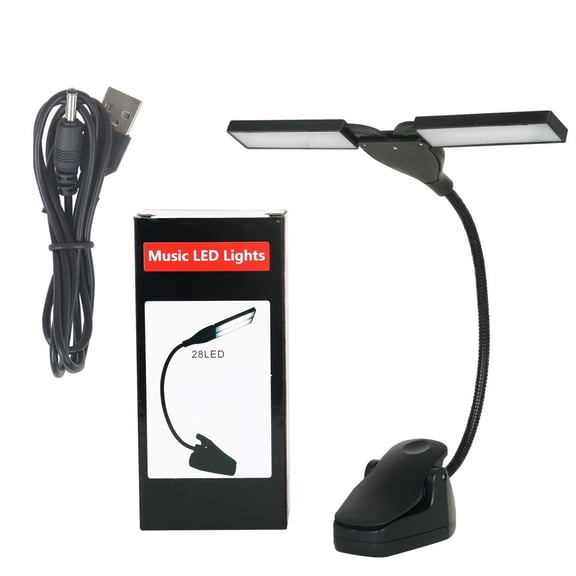 Rechargeable Head LED Music Stand Light with Flexible Gooseneck, Dimmable Brightness, USB-Powered Clip-On Piano & Sheet Music Lamp