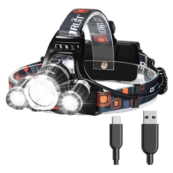 Rechargeable Headlamp 20000 Lumens, USB-C LED Headlight Flashlight, Waterproof Bright Headlamp for Adults, Work, Camping, Fishing, Hunting