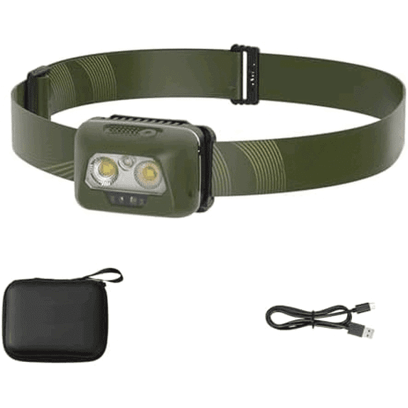 Rechargeable Headlamp 2200mAh Battery, CREE LED, 500 Lumens, Motion Sensor, Stepless Dimming, IPX6 Waterproof, 6 Light Modes, Type-C, Lightweight Outdoor Headlamp for Camping, Hiking, Running