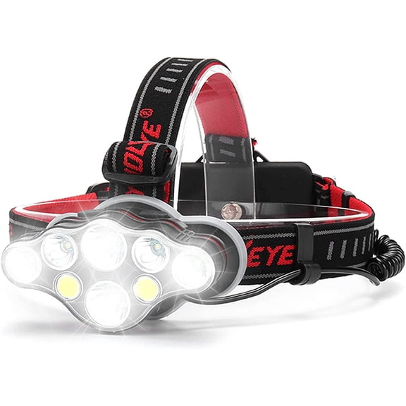 Rechargeable Headlamp, 8 LED 18000 High Lumen Bright Head Lamp with Red Light, Lightweight USB Head Light, 8 Mode Waterproof Head Flashlight for Outdoor Running Hunting Hiking Camping Gear