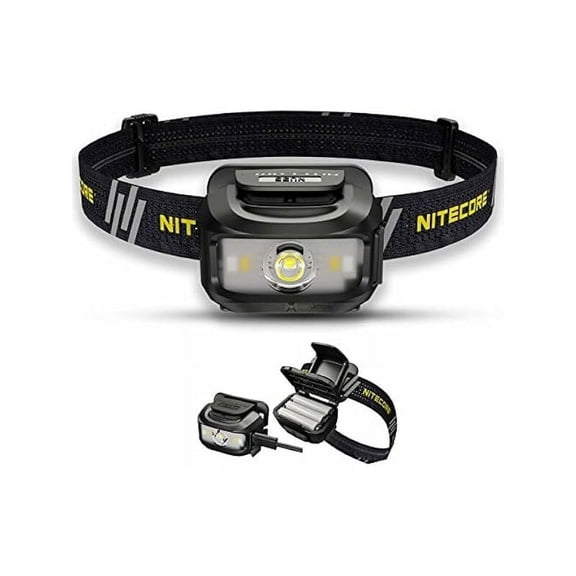 Rechargeable Headlamp - Dual Power Hybrid - LED 460 Lumens - Waterproof IP66 / Red Headlamp ([Black])
