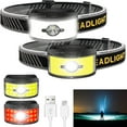 thumbnail image 1 of Rechargeable Headlamp Flashlight, 5000 Lumen Headlight, 3 Beam Led Headlamp,6 Lighting Modes, Lightweight Waterproof Light Bar Headlamp, Suitable for Outdoor, Running, Fishing, Camping (2 Packs), 1 of 7