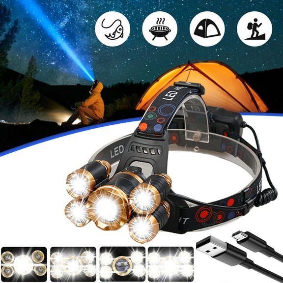 Rechargeable Headlamps T6 LED 4 Lights Modes 3000 Lumens Adjustable Focus HeadLamp Flashlights with Battery