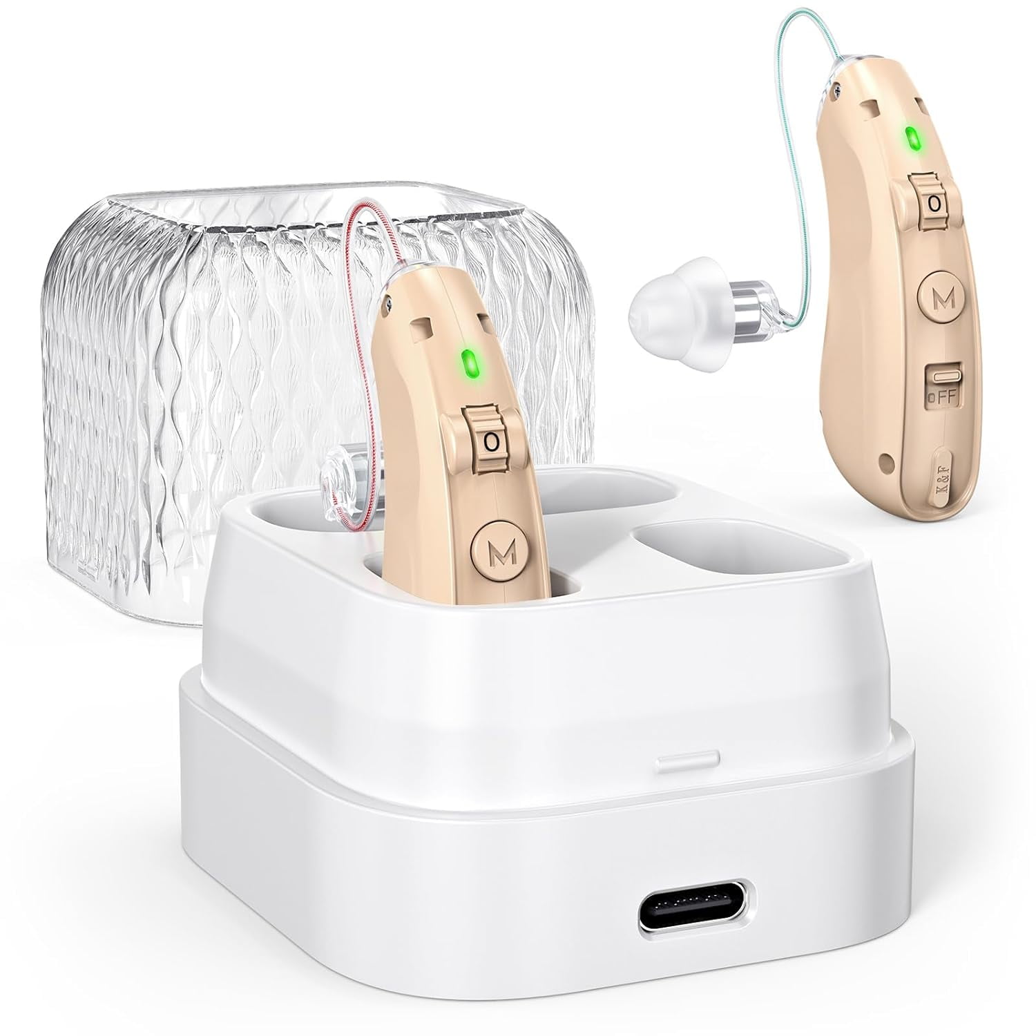 Rechargeable Hearing Aids For Seniors & Adults -Volume Control, Advanced Noise Cancelling With Invisible Sound Amplifications - Comfortable BTE Design For Mild And Moderate With Hearing Loss,Brown