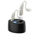 thumbnail image 1 of Rechargeable Hearing Aids for Seniors - Behind-the-Ear Hearing Amplifier PSAP Design w/Noise Cancellation, Personal Sound Amplification Device Pair, LCD Magnetic Charging Dock,Sliver, 1 of 7