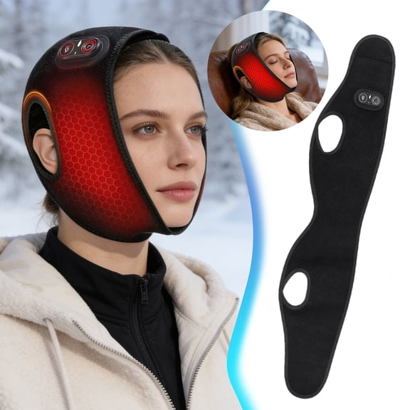 Rechargeable Heated Face Band for Winter Cold Weather Outdoor Activities Portable Thermal Warmer with Adjustable Temperature Control and Heat-up Function during Hiking Skiing