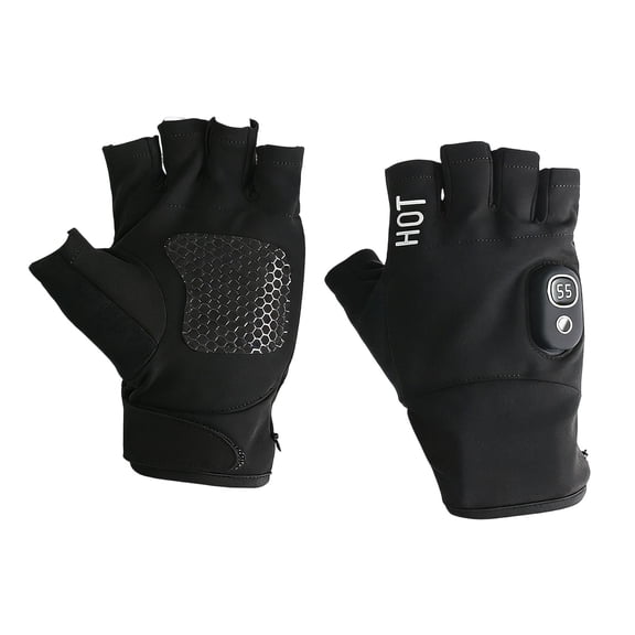 Rechargeable Heated Fingerless Gloves with Touchscreen, Outdoor Winter Hand Warmer for Work Cycling Skiing, 3-Temperature Cloth Warm Gloves for Men & Women