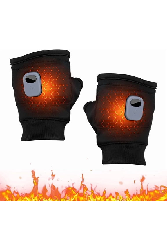 Rechargeable Heated Fingerless Gloves for Women & Men - Portable Smart Gloves with 3 Heat Settings, Digital Display for Work, Skiing & Outdoor Winter(1set-black)