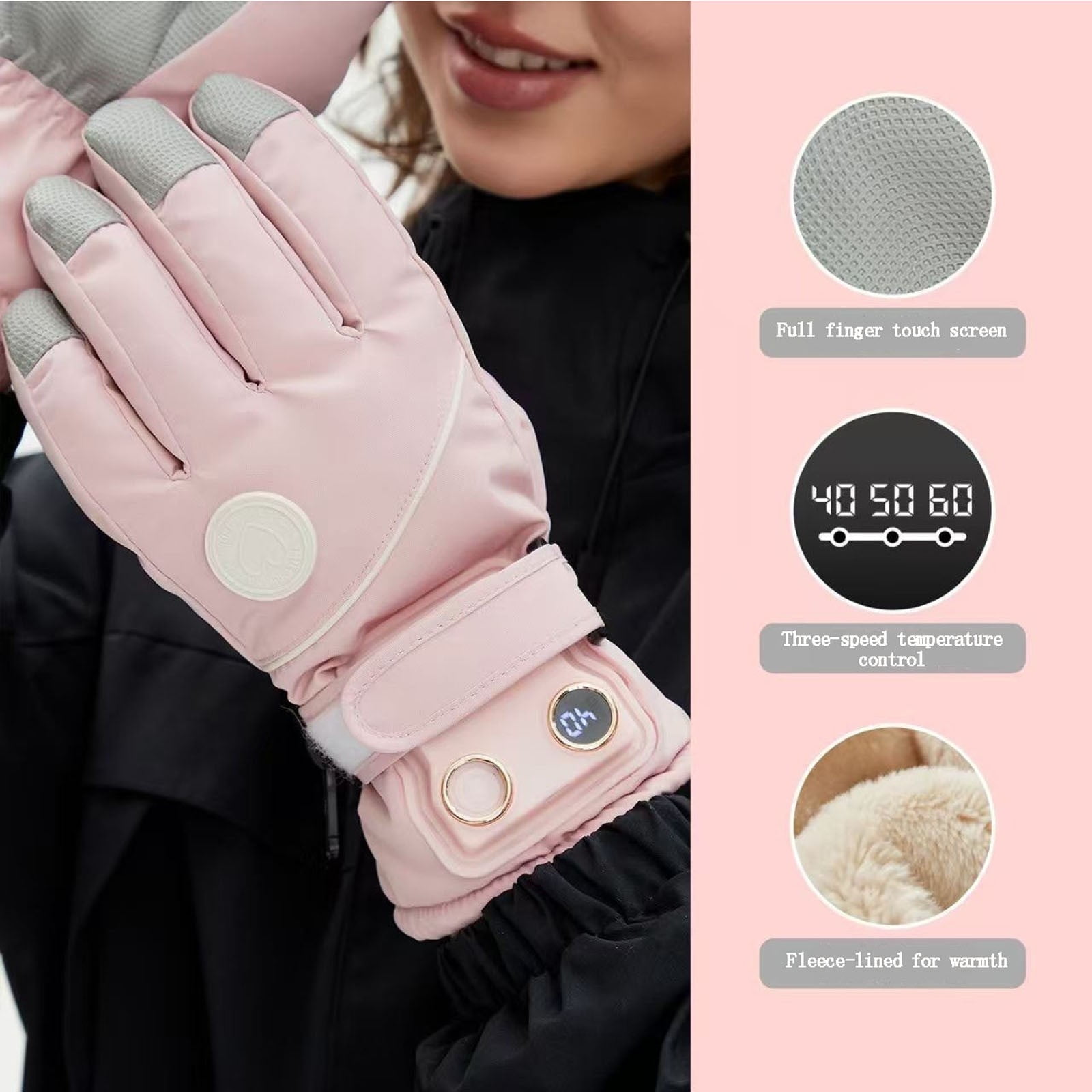 Rechargeable Heated Gloves – Adjustable 3-Heat Winter Gloves for Skiing, Motorcycle & Outdoor Work, Touchscreen Compatible (Men/Women)