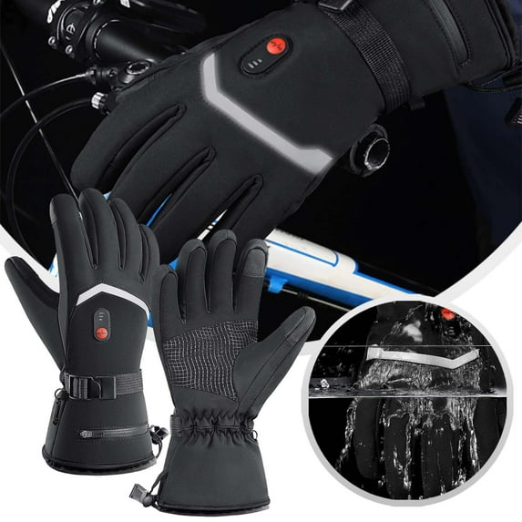Rechargeable Heated Gloves with Battery & 3-Level Heating - Touchscreen Waterproof Electric Warm Gloves for Motorcycle Riding, Skiing, Hunting & Outdoor Winter Work