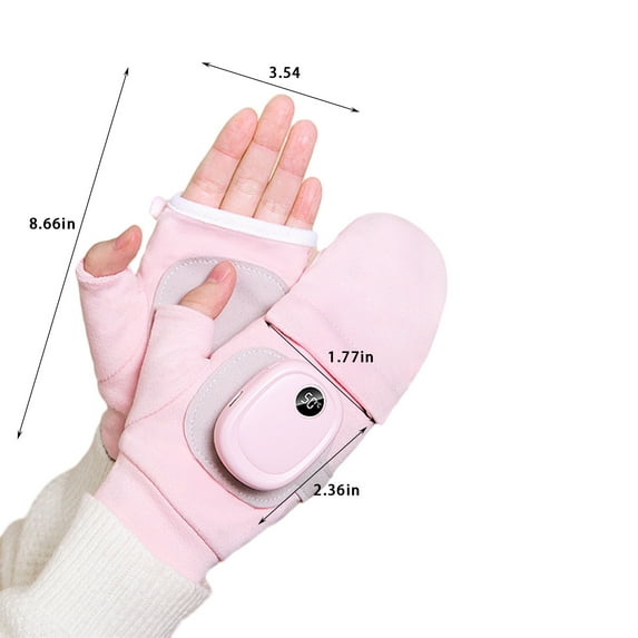 Rechargeable Heated Gloves for Men and Women, 3-Speed Temperature Control Electric Gloves for Motorcycle Riding Skiing Outdoor Sports - Pink/With Adapter