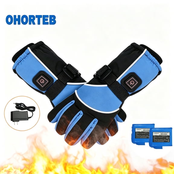 Rechargeable Heated Gloves, Men Women Dual 3600mAh Electric Battery‑Powered Warm Gloves, Touchscreen Winter Heating Gloves for Skiing Snowboarding Hiking Hunting Winter Gifts, Blue