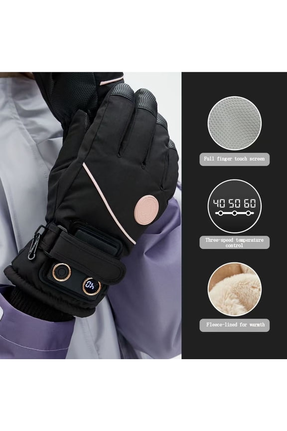 Rechargeable Heated Gloves for Men & Women | Touchscreen Compatible | 3 Heat Settings 40°C/50°C/60°C | Waterproof Windproof for Skiing Motorcycle Riding Biking Winter Sports