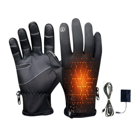 Rechargeable Heated Gloves for Men Women USB Charging 1 Heating Levels Waterproof Windproof Touchscreen Hand Warming for Skiing Cycling Motorcycle Winter Outdoor