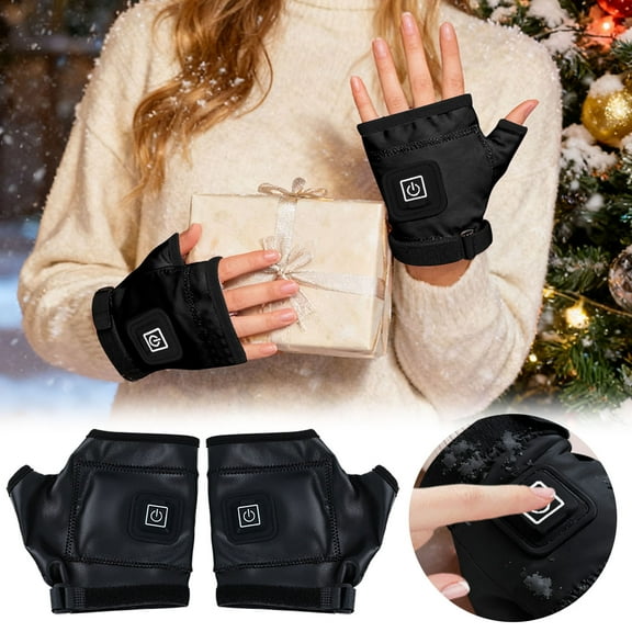 Rechargeable Heated Gloves for Women Men Smart Thermostatic Control Electric Heating Fingerless Gloves Portable Hand Warmer for Outdoor Work Winter Cycling Skiing Hiking Camping and Cold Weather