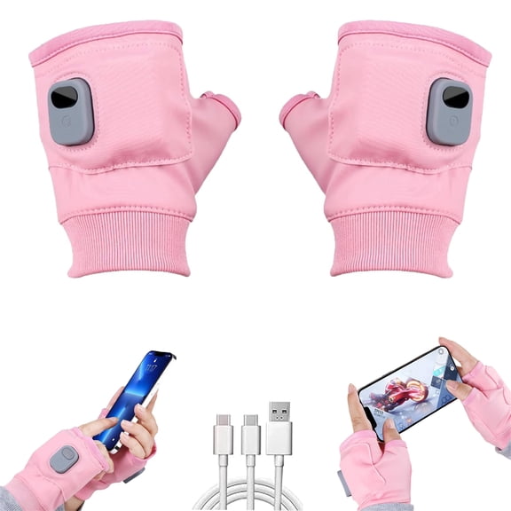 Rechargeable Heated Gloves For Women, Portable Electric Hand Warmers Gloves With Digital Display,Smart Fingerless Warming Gloves,Heated Thermostatic Heated Mittens For Outdoor Work, Cycling, Skiin