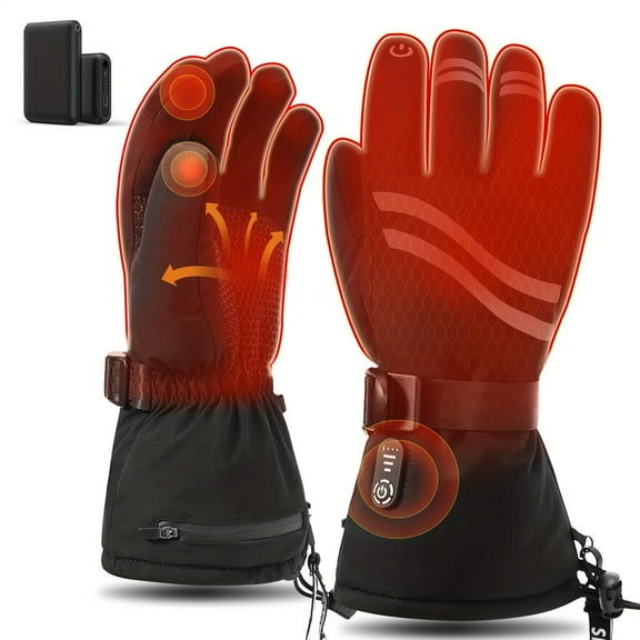 Rechargeable Heated Gloves for Men & Women - 2 Packs Batteries, Thermal Warm for Skiing, Hunting, Cycling & Cold Winter Outdoor Work