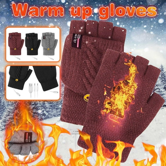 Rechargeable Heated Gloves for Outdoor Winter Leather Lined Thermal Wear