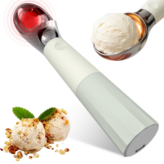 Rechargeable Heated Ice Cream Scoop, 70C Rapid Heating, 2000mAh Battery, USB-C Charging, 304 Stainless Steel, 2oz Capacity for Hard Ice Cream