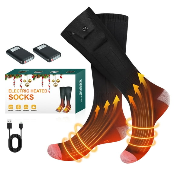 Andizun Electric Heated Socks, Rechargeable 5000mAh Socks for Men Women, Christmas Stocking Stuffers Gifts, 3 Heating Settings Washable Heated Sock for Fishing Skiing Hunting Hiking Riding Skating