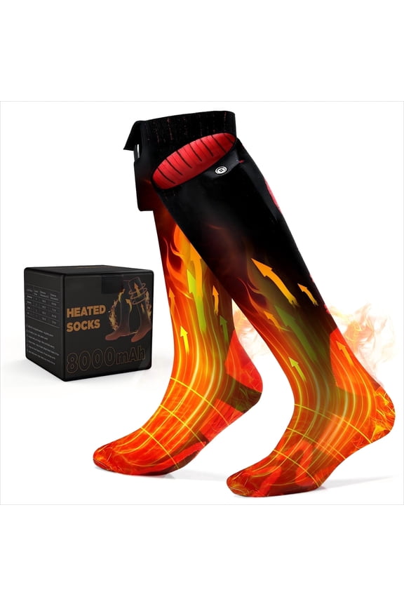 Rechargeable Heated Socks with Dual 8000mAh Batteries, 4 Heat Levels, up to 12H Warmth, Winter Thermal Socks for Men & Women