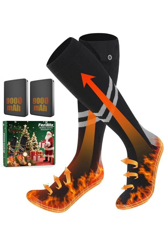 Rechargeable Heated Socks for Men Women, 2025 Upgraded 9000mAh, 4 Levles Electric Heated Sock is Foot Warmer, Machine Washable Thermal Electric Socks, Heated Socks for Camping, Skiing.Christmas Gift