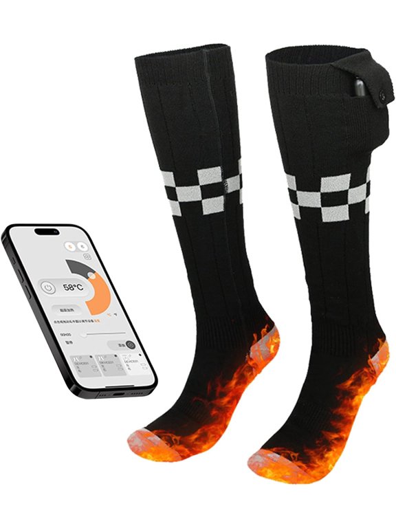 Rechargeable Heated Socks for Men Women,APP Controlled ski Socks,Machine Washable Thermal Socks with 3 Heating Settings,Heated Sock Foot Warmer for Skiing, Hunting, Fishing, Riding