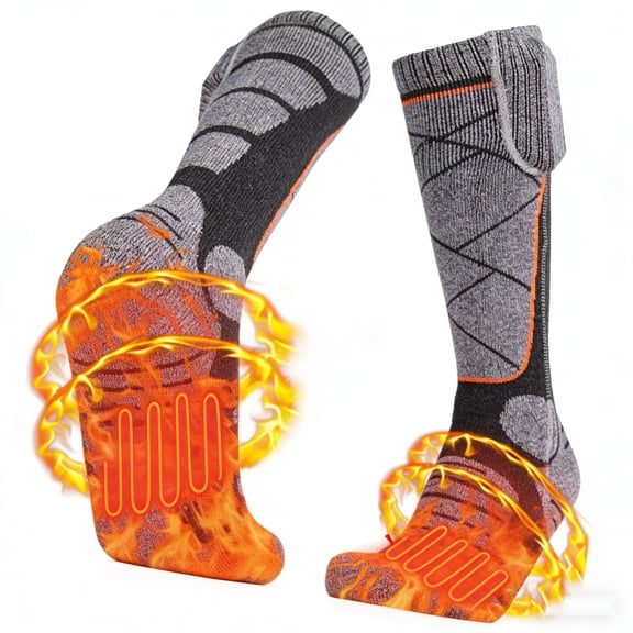 Rechargeable Heated Socks for Men Women,Washable,Battery Heated Socks 3 Heating Levels for Camping,Hiking,Hunting,Skiing,Walking,Fishing,Winter Sports Outdoors Foot Leg Warmers