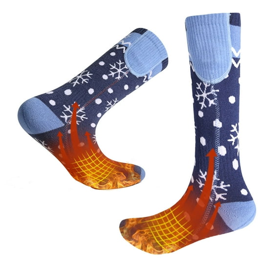 Rechargeable Heated Socks for Men Women,Washable,USB Battery Heated Socks 3 Heating Levels for Camping,Hiking,Hunting,Skiing,Walking,Fishing,Winter Sports Outdoors Snowflake Foot Leg Warmers