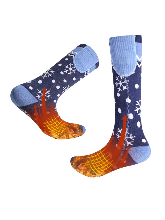 Rechargeable Heated Socks for Men Women,Washable,USB Battery Heated Socks 3 Heating Levels for Camping,Hiking,Hunting,Skiing,Walking,Fishing,Winter Sports Outdoors Snowflake Foot Leg Warmers