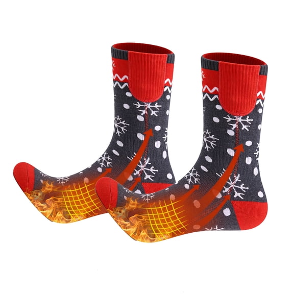 Rechargeable Heated Socks for Men Women,Washable,USB Battery Heated Socks 3 Heating Levels for Camping,Hiking,Hunting,Skiing,Walking,Fishing,Winter Sports Outdoors Snowflake Foot Leg Warmers