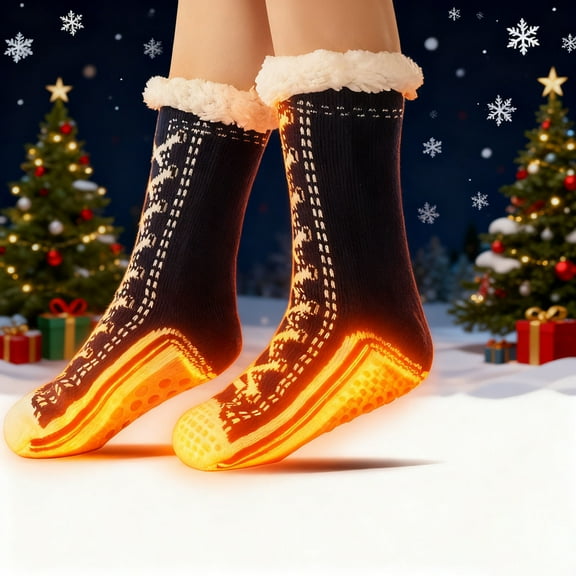 Rechargeable Heated Socks, USB Electric Warming Socks for Men Women, Battery Heated Socks for Home Winter(Black)